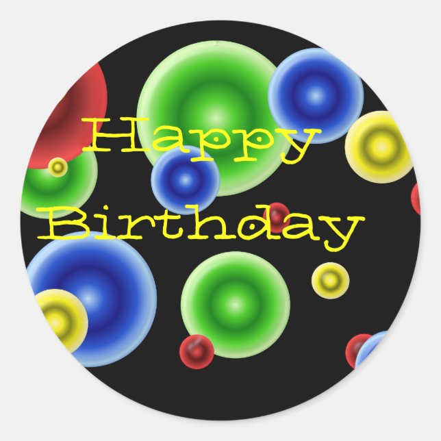 Sticker Rond Cercles de joyeux anniversaire (Devant)