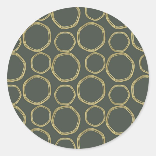 Sticker Rond Cercles d&#x27;or &amp; Olive rustique Vert moderne tendanc (Devant)