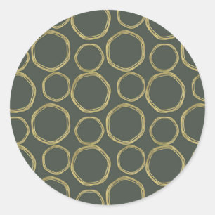 Sticker Rond Cercles d'or & Olive rustique Vert moderne tendanc