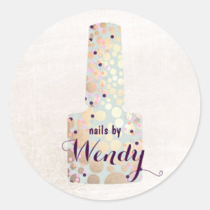 Sticker Rond Cercles d'or Polonais Bouteille Salon Manicuriste