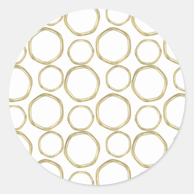 Sticker Rond Cercles d'or sur blanc moderne tendance (Devant)
