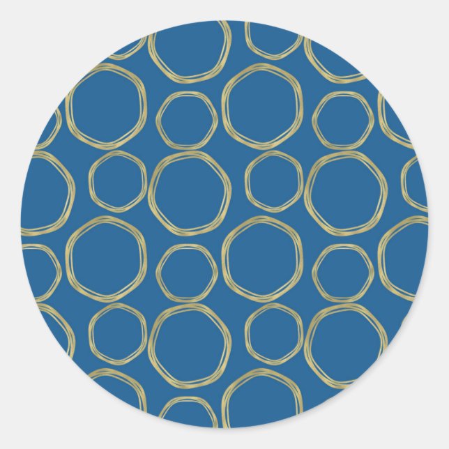 Sticker Rond Cercles dorés et bleu vif moderne tendance (Devant)