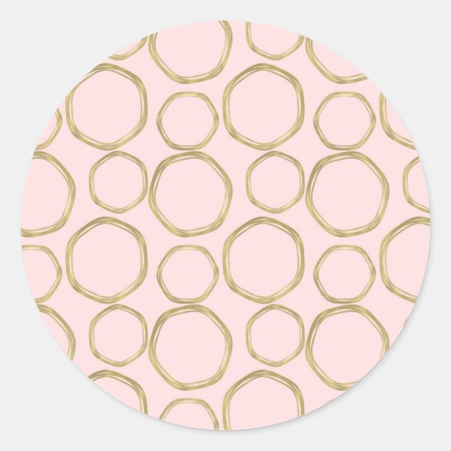 Sticker Rond Cercles dorés et rose rougissant Moderne Tendance (Devant)
