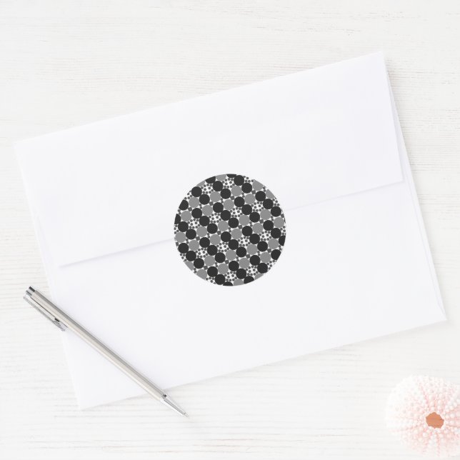 Sticker Rond Cercles Monochromes : Noir Abstrait Blanc Et Gris, (Enveloppe)