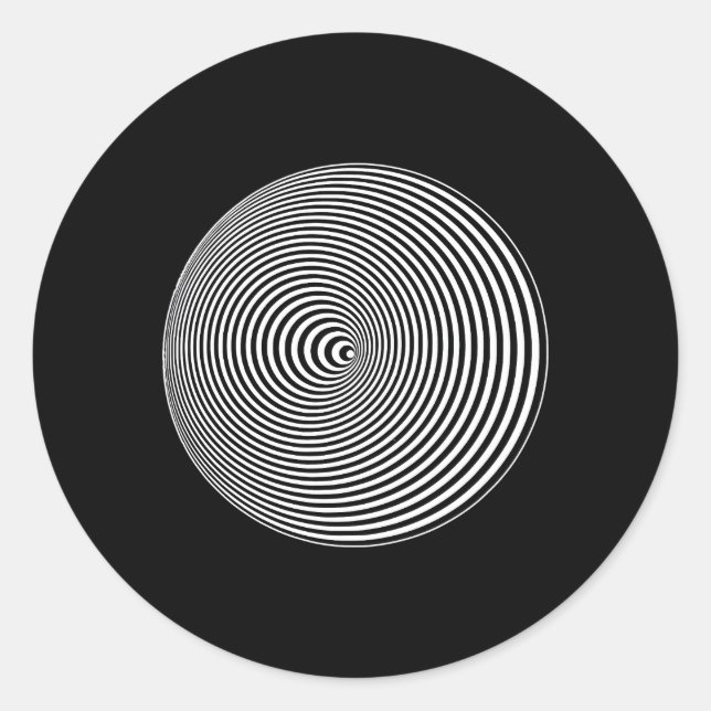 Sticker Rond Cercles noirs noirs blancs Cocentric Illusion opti (Devant)