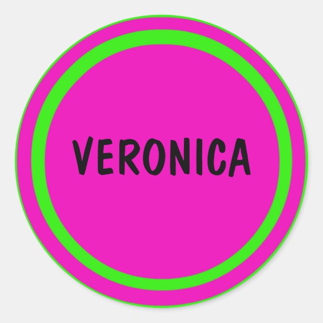 Sticker Rond Cercles roses chauds et verts citron vert (Devant)