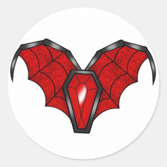 Sticker Rond Cercueil bijou avec ailes (Devant)