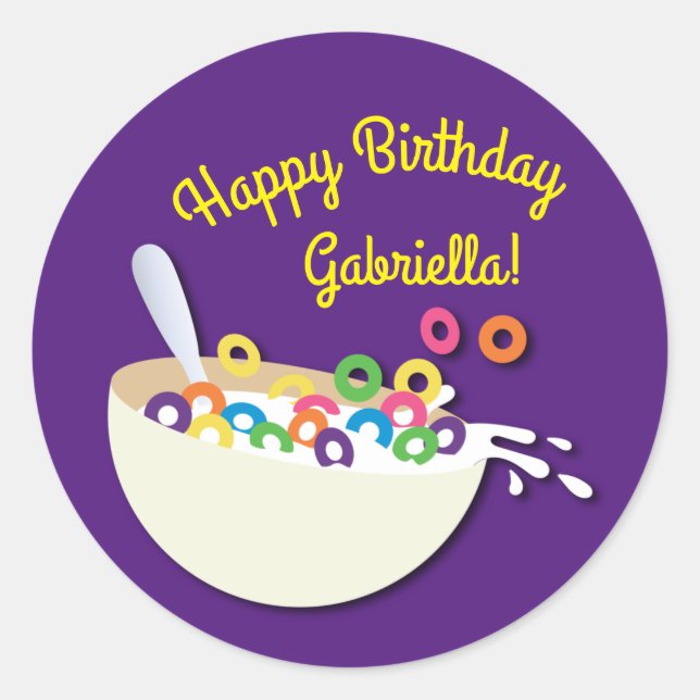 Sticker Rond Cereal Bowl Enfants Slepover Anniversaire fête mig (Devant)