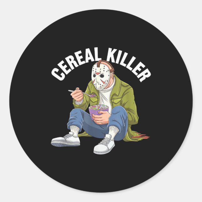 Sticker Rond Cereal Killer Funny Halloween Horror Movie Masked  (Devant)