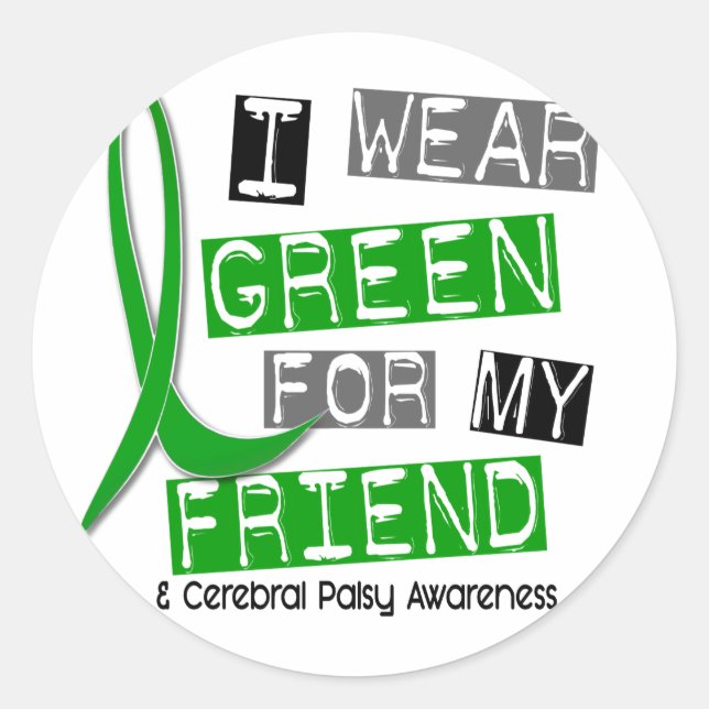 Sticker Rond Cérébral Palsy Je Porte Vert Pour Mon Ami 37 (Devant)
