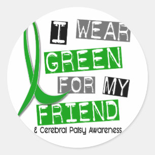 Sticker Rond Cérébral Palsy Je Porte Vert Pour Mon Ami 37