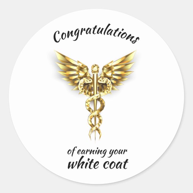 Sticker Rond Cérémonie du manteau blanc Gold Médicale (Devant)