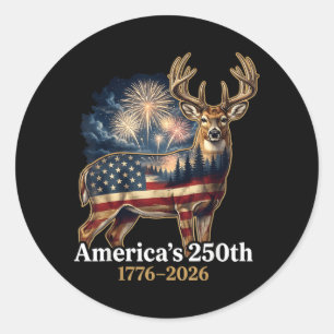 Sticker Rond Cerf au drapeau américain 250 ans 1776-2026 patrio