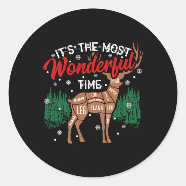 Sticker Rond Cerf Bbq Funny Grill Bbq Pitmaster Christmas Rb (Devant)