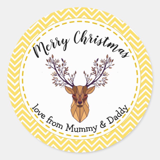 Sticker Rond cerf de chevron de noël emballage cadeau enfant (Devant)