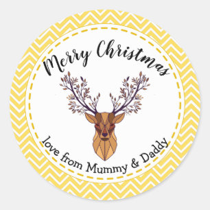 Sticker Rond cerf de chevron de noël emballage cadeau enfant