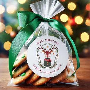 Sticker Rond Cerf de Fête