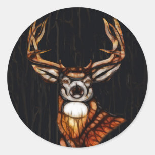 Sticker Rond Cerf en bois rustique personnalisé pour la campagn