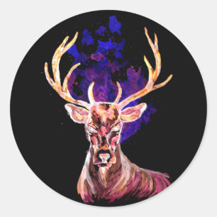 Sticker Rond Cerf fantôme