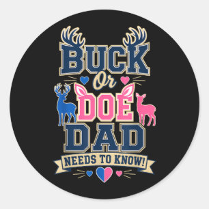 Sticker Rond Cerf ou Biche Papa Doit Connaître la Révélation du