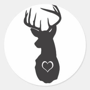 Sticker Rond Cerfs communs de hippie avec des coeurs