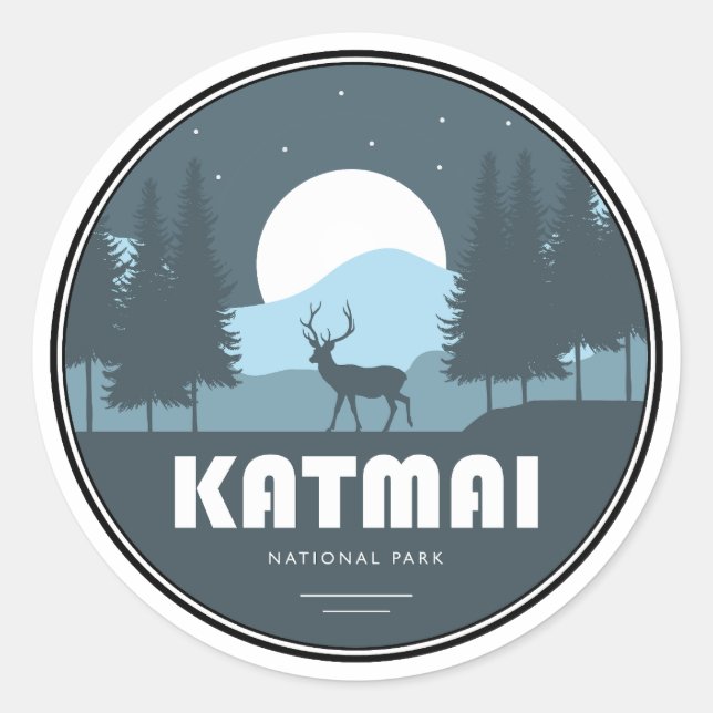 Sticker Rond Cerfs du parc national de Katmai (Devant)