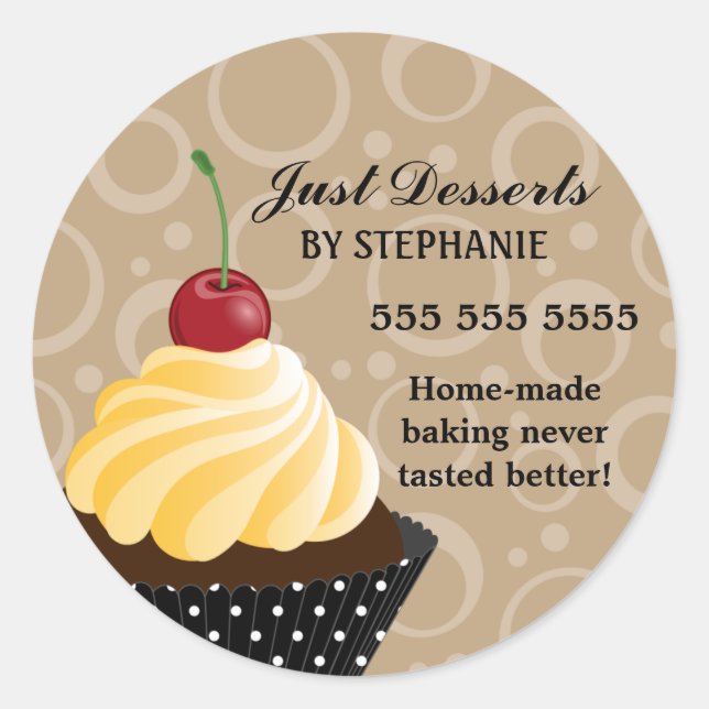 Sticker Rond Cerise Cupcake Boulangerie Couvercles (Devant)