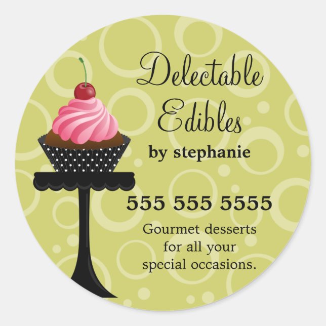 Sticker Rond Cerise Cupcake Boulangerie Couvercles (Devant)