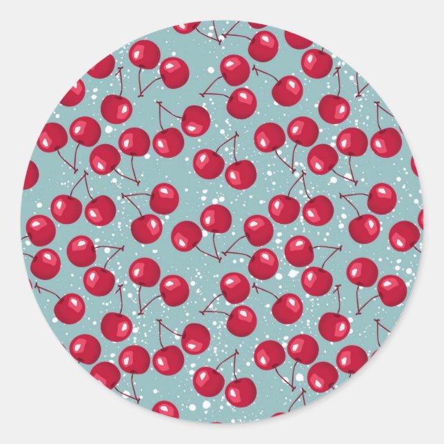 Sticker Rond Cerise d'hiver. (Devant)