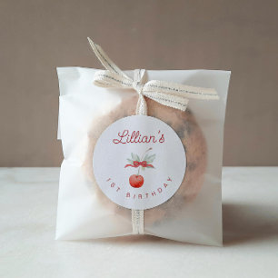 Sticker Rond Cerise et Ruban Rouge fête d'anniversaire