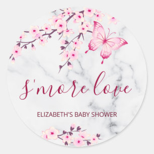 Sticker Rond Cerise Fleurs Papillon S'more Amour