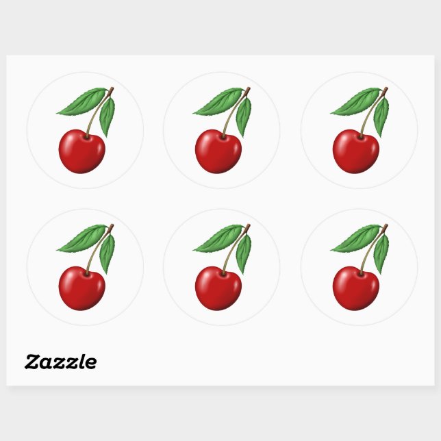 Sticker Rond Cerise rouge (Feuille)