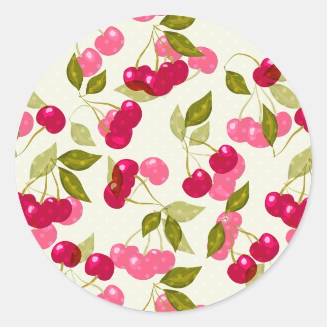 Sticker Rond Cerise rouge mûre. (Devant)