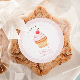 Sticker Rond Cerise sur le Baby shower supérieur