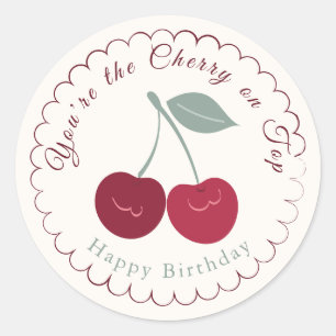 Sticker Rond Cerise sur le dessus de la fête botanique