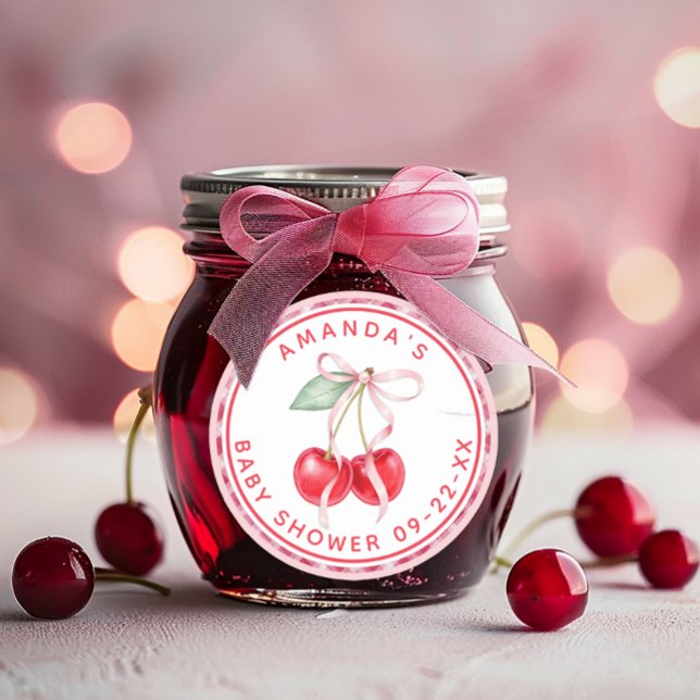 Sticker Rond Cerise sur le dessus Fête prénatale de bébé coquet (Favor Sticker)
