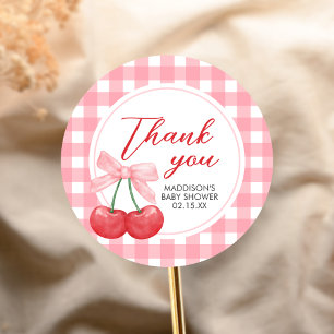 Sticker Rond Cerise sur le gâteau Baby Shower