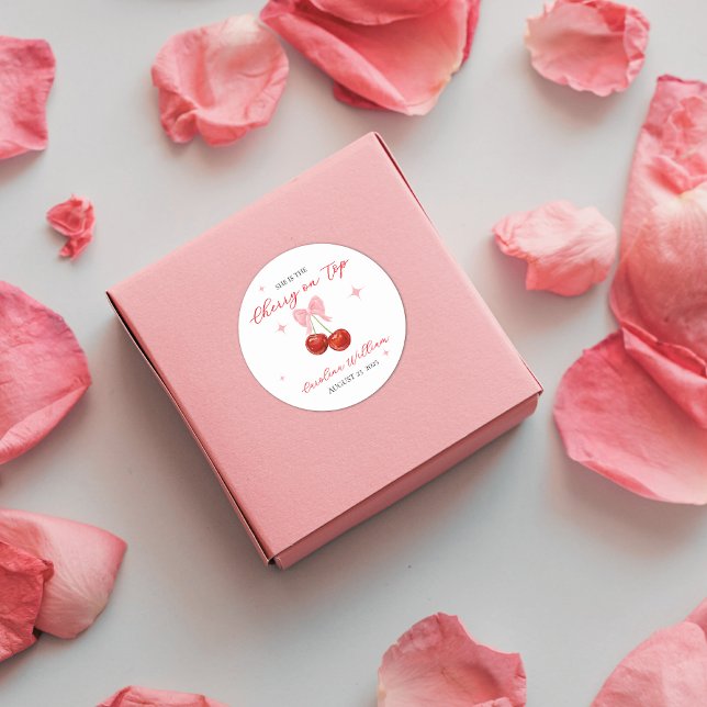 Sticker Rond Cerise unique sur le Baby shower supérieur (Créateur téléchargé)