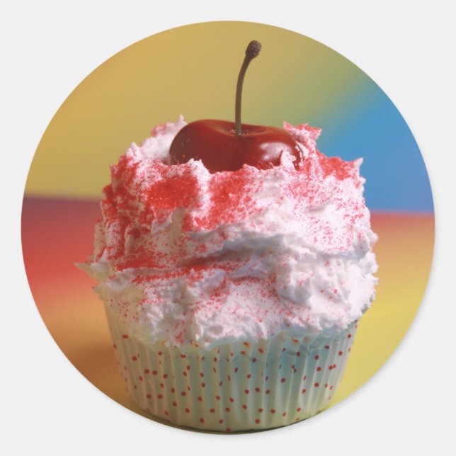 Sticker Rond Cerise Vanilla Cupcake (Devant)