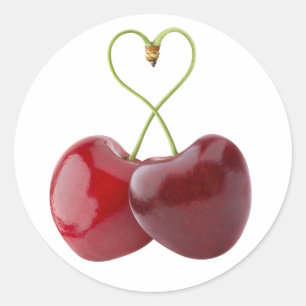 Sticker Rond Cerises douces au coeur