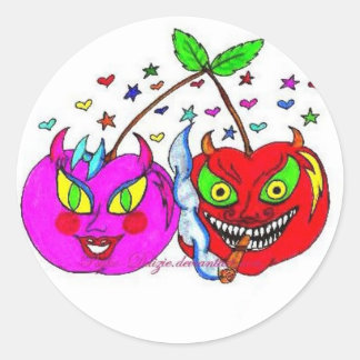 Sticker Rond Cerises en amour