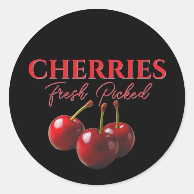 Sticker Rond Cerises fraîchement cueillies  (Devant)
