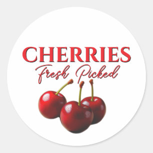 Sticker Rond Cerises fraîchement cueillies