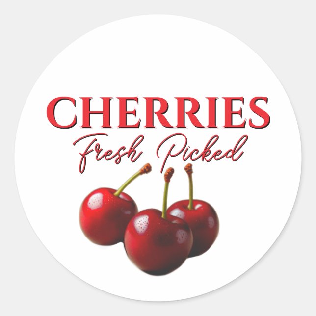 Sticker Rond Cerises fraîchement cueillies  (Devant)