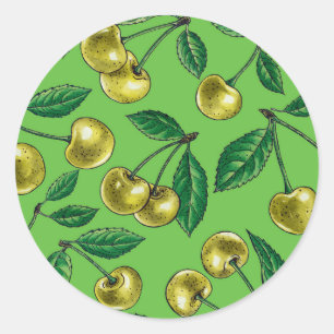 Sticker Rond Cerises jaunes
