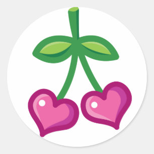 Sticker Rond Cerises roses