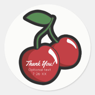 Sticker Rond Cerises Rouges Blanches Faveur de Fête Personnalis
