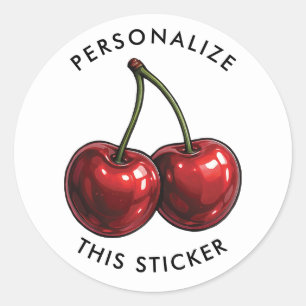 Sticker Rond Cerises Rouges Brillantes