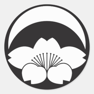 Sticker Rond Cerisier en fleurs sous la lune croissante