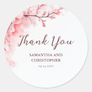 Sticker Rond Cerisier Fleur de mariage Favoriser le Merci